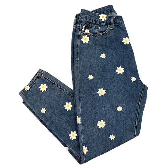 High Waist Daisy Print Mom Jeans Size 9 Excellent Pre-owned Condition - Picture 2 of 10
